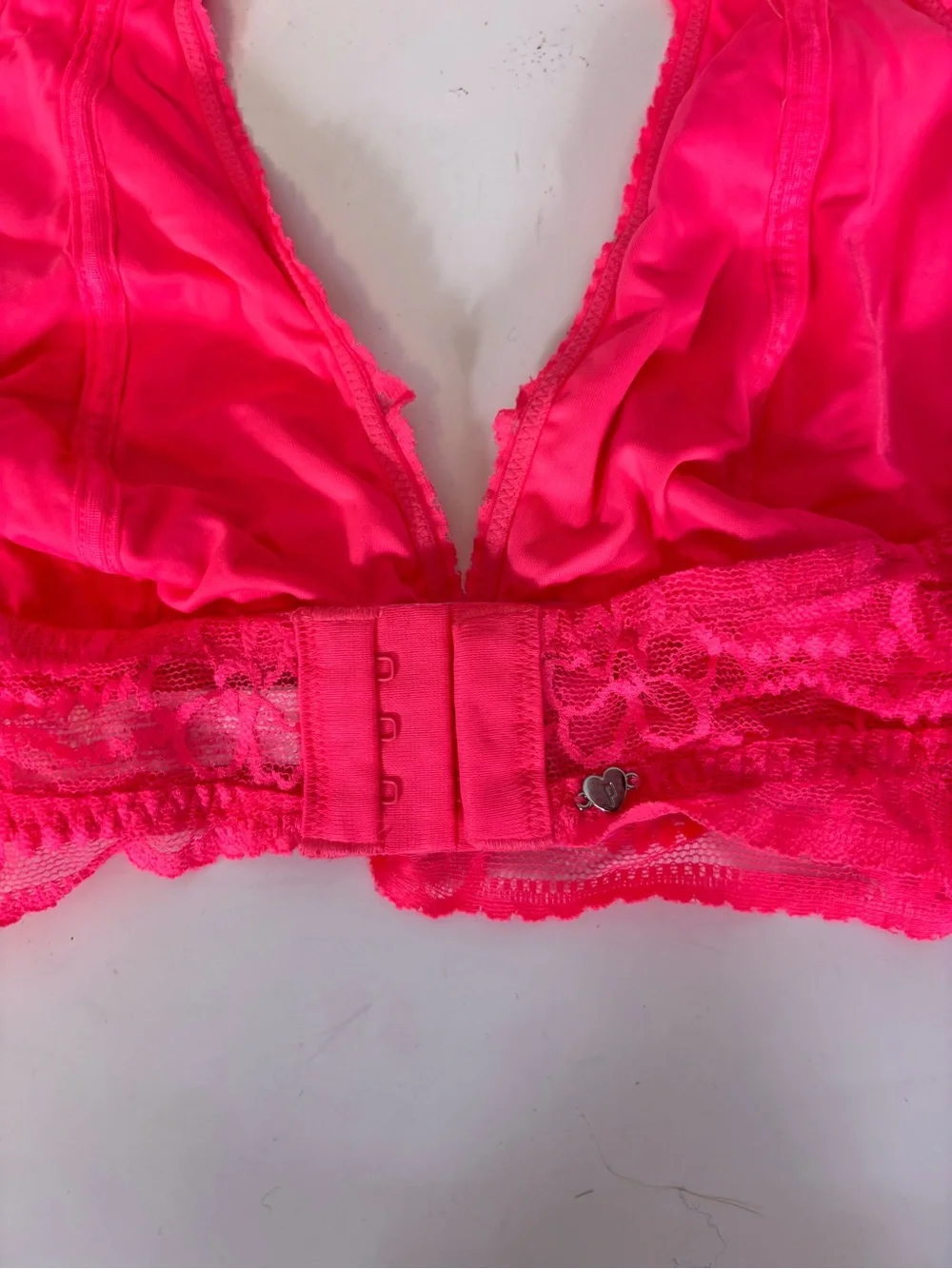 PINK Victoria's Secret Neon Pink Lace Halter Bralette - Bright Pink Medium